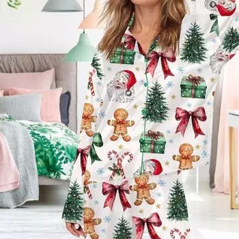 2 шт./комплект осень-зима женская пижама костюм атласный красочный принт лацкан длинный рукав S чёрный