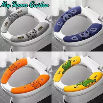 2 шт./комплект, отрезные теплые фланелевые наклейки на сиденья унитаза, многоразовые моющиеся водонепроницаемые подушки на сиденья унитаза, универсальные