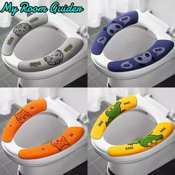2 шт./комплект, отрезные теплые фланелевые наклейки на сиденья унитаза, многоразовые моющиеся водонепроницаемые подушки на сиденья унитаза, универсальные