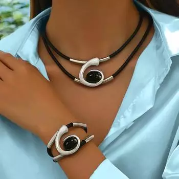 2 шт./комплект ожерелье браслет комплект сверкающие стразы инкрустированные ювелирные изделия комплект ожерелье браслет регулируемая длина комплект жёлтый