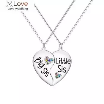 2 шт. / Комплект ожерелий с подвеской в виде полусердца, разбитое головоломка, комбинированное ожерелье из нержавеющей стали, ювелирные изделия Good Sister