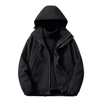 2 шт./комплект, пальто-тренч со съемным капюшоном, контрастный цвет, регулируемые манжеты, эластичная шапка, куртка для активного отдыха, подкладка L розовый