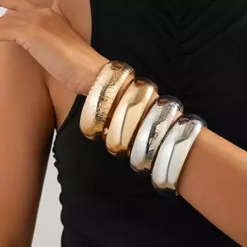 2 шт./комплект панк геометрические массивные широкие браслеты для женщин гранж ювелирные изделия глянцевый змеиный преувеличенный тяжелый металл большой браслет женские свадебные украшения