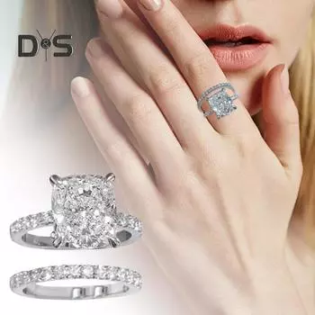 2 шт./комплект парных колец, набор из геометрических кубических цирконий, свадебные парные кольца из гальванизированной меди, подарок на день рождения, годовщину, кольца для пальцев US 6