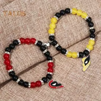 2 шт./комплект, парный браслет для лучшего друга, гладкий стеклянный, с глазурью, киногерой, пара, братья и сестры, браслеты, кулон в форме сердца, ювелирные изделия на запястье лучшего друга A