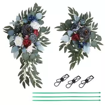 2 шт./комплект поддельный растительный знак цветок гирлянда арка декор искусственный цветок эвкалипт листья ивы для свадебного банкета фон украшение стола синий