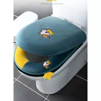 2 шт./комплект подушка + крышка чехол для сиденья унитаза набор ковриков для ванной универсальный теплый мягкий моющийся чехол для сиденья унитаза зимний коврик коврики для биде