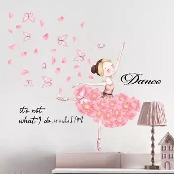 2 шт. / Комплект Прочная самоклеящаяся наклейка на стену из ПВХ Девчачий стиль Розовая танцующая леди Фоновая наклейка Бытовые принадлежности