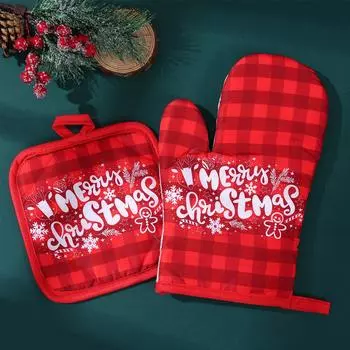 2 шт./комплект рождественские перчатки прихватки веселые рождественские украшения рождественские украшения для дома и кухни Навидад Ноэль подарки на Новый год 2025