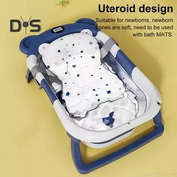 2 шт./комплект складная детская ванночка с термометром мягкая подушка складная конструкция визуальный датчик температуры детская ванночка серый