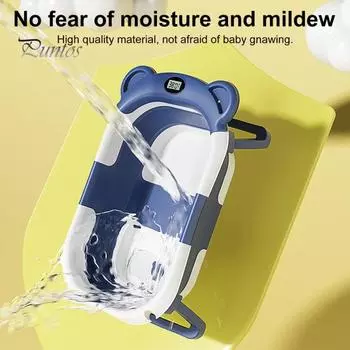 2 шт./комплект складная детская ванночка с термометром мягкая подушка складная конструкция визуальный датчик температуры детская ванночка серый