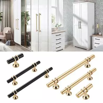 2 шт./комплект современные ручки для ящиков элегантные дверные ручки для шкафов и мебели прочные ручки для кухни ванной комнаты и спальни B чёрный