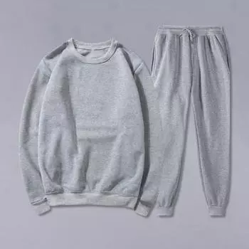 2 шт./комплект спортивный костюм круглый вырез длинный рукав пуловер топы эластичный шнурок талия S чёрный