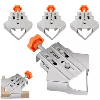 2 шт./комплект угловых зажимов для деревообработки, 90-градусный угловой зажим с регулируемой поворотной губкой для дерева, металлической трубы, стального стержня, стекла 2Pc