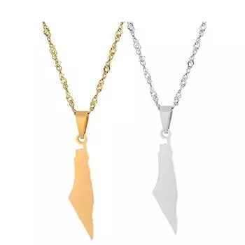 2 шт./комплект уникальное ожерелье из нержавеющей стали с подвеской в виде карты Израиля ожерелье с подвеской в виде карты Израиля идея для подарка