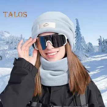 2 шт./комплект унисекс зимний шарф шапка комплект толстый вязаный теплый нескользящий эластичный ухо защита ветрозащитная шапка зимняя на открытом воздухе велоспорт катание на лыжах утеплитель для шеи шапка серый