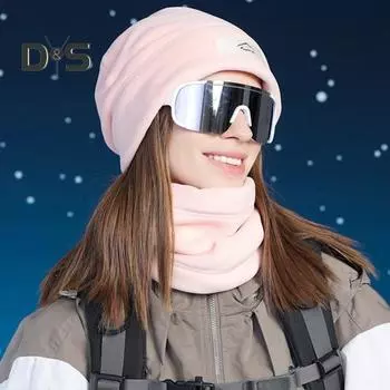 2 шт./комплект унисекс зимний шарф шапка комплект толстый вязаный теплый нескользящий эластичный ухо защита ветрозащитная шапка зимняя на открытом воздухе велоспорт катание на лыжах утеплитель для шеи шапка хаки