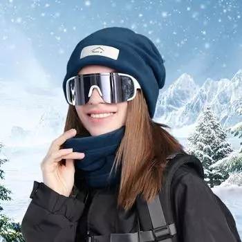 2 шт./комплект унисекс зимний шарф шапка комплект толстый вязаный теплый нескользящий эластичный ухо защита ветрозащитный шапка зимний на открытом воздухе велосипедный катание на лыжах шейный платок комплект хаки