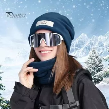 2 шт./комплект унисекс зимний шарф шапка комплект толстый вязаный теплый нескользящий эластичный ухо защита ветрозащитная шапка зимняя на открытом воздухе велоспорт катание на лыжах утеплитель для шеи шапка серый