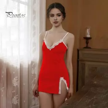 2 шт./комплект, женская летняя ночная рубашка, трусики, комплект, бретельки на бретельках, без рукавов, бант, кружевной декор, V-образный вырез, разрез, подол, ночная рубашка, женская ночная рубашка L чёрный