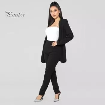 2 шт./комплект женский деловой пиджак брюки комплект длинный рукав облегающий кардиган с лацканами средней длины куртка брюки с высокой талией формальный деловой наряд для поездок на работу S хаки