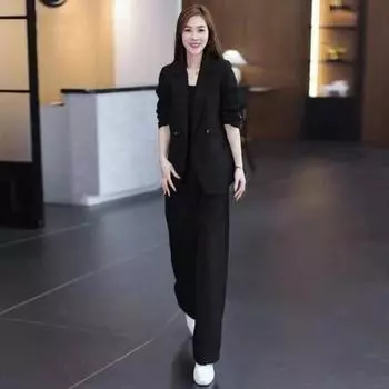 2 шт./комплект женский формальный пиджак брюки комплект длинный рукав кардиган с двумя пуговицами M хаки
