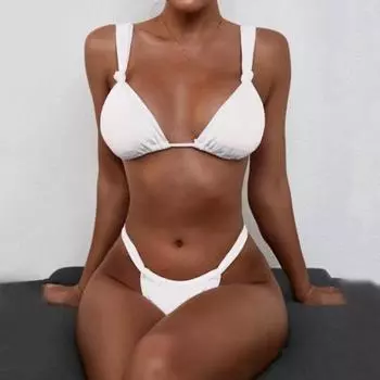 2 шт./комплект женский комплект бикини бюстгальтер бикини с завязками на шее с подкладкой и высокой талией плавки S зелёный