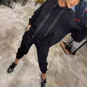 2 шт./комплект женский костюм с капюшоном и брюками, длинные рукава, карман с пайетками, однотонный топ, эластичная резинка на талии, брюки, повседневная одежда, спортивный костюм, осенний спортивный костюм L темно-красного