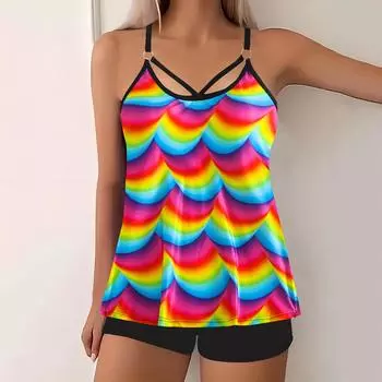 2 шт./комплект женский летний комплект бикини с бретелькой через шею бюстгальтер с открытой спиной высокая талия купальный комплект пляжная одежда больших размеров XS разноцветный