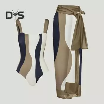 2 шт./комплект женский монокини юбка комплект цветной обтягивающий консервативный быстросохнущий мягкий женский пляжный купальный костюм шнуровка макси юбка комплект 2XL зелёный