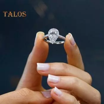 2 шт./комплект, женский набор колец, капли воды, стразы, свадебное кольцо, гальванизированный сплав, подарок на день рождения, годовщину, кольца на палец US 7 серебряный