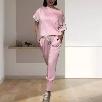 2 шт./комплект женский наряд с открытыми плечами короткий рукав пайетки сращивание манжеты топы эластичный шнурок талия XXXL циан