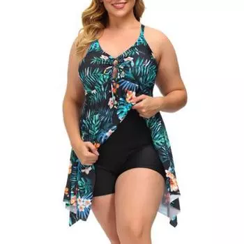 2 шт./комплект женский танкини комплект V-образный вырез замочная скважина деталь мягкий бюстгальтер высокая талия плавки комплект пляжный отпуск купальник XL