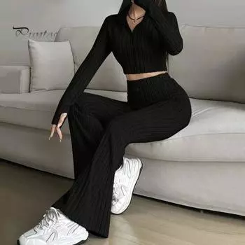 2 шт./комплект женский весенний наряд для поездок на работу топ расклешенные брюки комплект застежка-молния воротник стойка пальто высокая талия спортивный костюм эластичная повседневная одежда XL верблюд