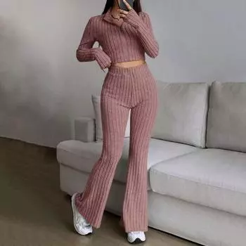 2 шт./комплект женский весенний наряд для поездок на работу топ расклешенные брюки комплект застежка-молния воротник стойка пальто высокая талия спортивный костюм эластичная повседневная одежда XL светло-серый