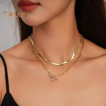 2 шт./комплект, женское ожерелье, цепочка из змеиной кости, ажурная двухслойная, женская, для свиданий, повседневной одежды, банкета, работы, вечеринки, украшения для шеи, праздничный подарок C