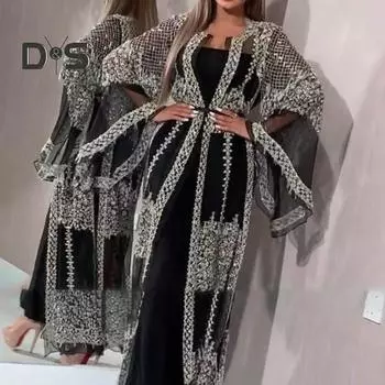 2 шт./комплект женское вечернее платье большой размер блестящий бронзовый кардиган платье-комбинация комплект прозрачная сетка длинный рукав пальто коктейльные мероприятия особые случаи S розовый