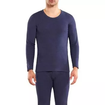 2 шт./комплект зимнее мужское термобелье комплект с круглым вырезом и длинным рукавом теплое плотное высокоэластичное облегающее открытое ластовица мужская пижама комплект L темно-синий