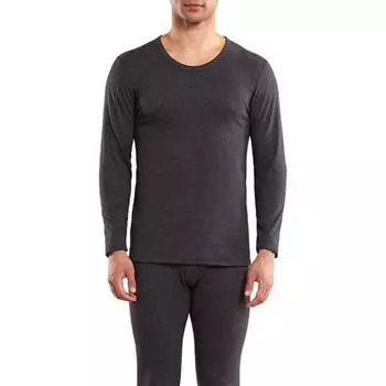 2 шт./комплект зимнее мужское термобелье комплект с круглым вырезом и длинным рукавом теплое плотное высокоэластичное облегающее открытое ластовица мужская пижама комплект спортивный костюм верх L темно-синий