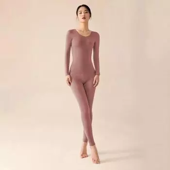 2 шт./комплект зимний унисекс термобелье комплект круглый вырез бесшовный длинный рукав теплый L чёрный