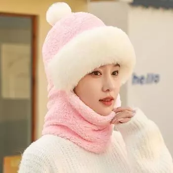 2 шт./комплект зимняя шапка защита ушей ветрозащитная для езды на велосипеде женская корейская шарф маска интегрированная с толстым бархатным теплым носком