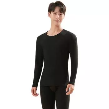 2 шт./комплект зимняя термоодежда комплект круглый вырез бесшовный длинный рукав теплый L темно-синий