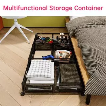 2 шт. контейнер для хранения под кроватью с колесами многофункциональный для дома и общежития игрушки одежда книги обувь 1 pack белый