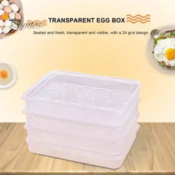 2 шт., контейнер для яиц в холодильнике с крышкой, прозрачный, видимый, штабелируемый, большой емкости, пищевой прямоугольник, 24 яйца, органайзер, держатель, лоток, ящик для хранения в холодильнике прозрачный
