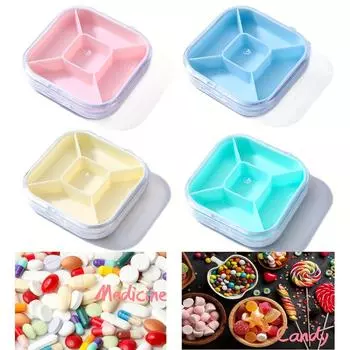 2 шт. контейнеров для таблеток для путешествий с 5 отделениями, идеально подходят для ежедневных витаминов и добавок, симпатичная таблетница, портативный органайзер для таблеток для путешествий yellow+green