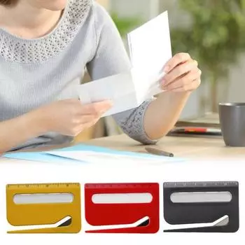 2 шт. Конвертовскрыватель с увеличительным стеклом и линейкой Инструмент для вскрытия писем Эргономичный дизайн Нож для резки бумаги красный