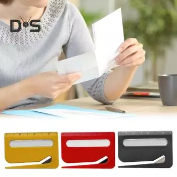 2 шт. Конвертовскрыватель с увеличительным стеклом и линейкой Инструмент для вскрытия писем Эргономичный дизайн Нож для резки бумаги синий