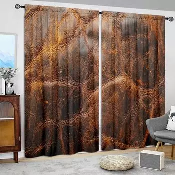 2 шт. коричневая кожаная занавеска с принтом для домашнего декора - карниз для окон с карнизом для спальни, офиса, кухни, гостиной 52.5cmX116cm X 2pcs