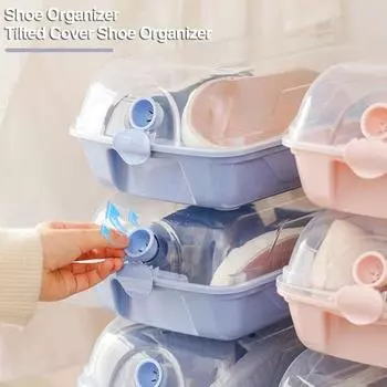 2 шт. Коробка для хранения обуви, утолщенная, прозрачная, с вентиляционным отверстием, пыленепроницаемая, устойчивая к трещинам, многоразовая, универсальная, автомобильная, дорожная, для обуви M чистый