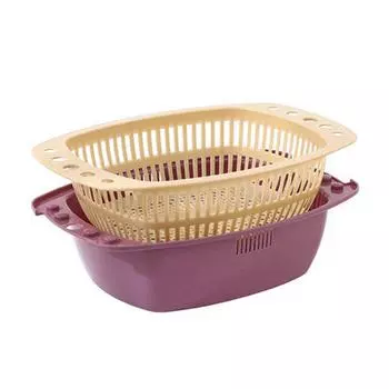 2 шт. корзина для мытья овощей двухслойная корзина для мытья фруктов сушки слива таз для дома фиолетовый